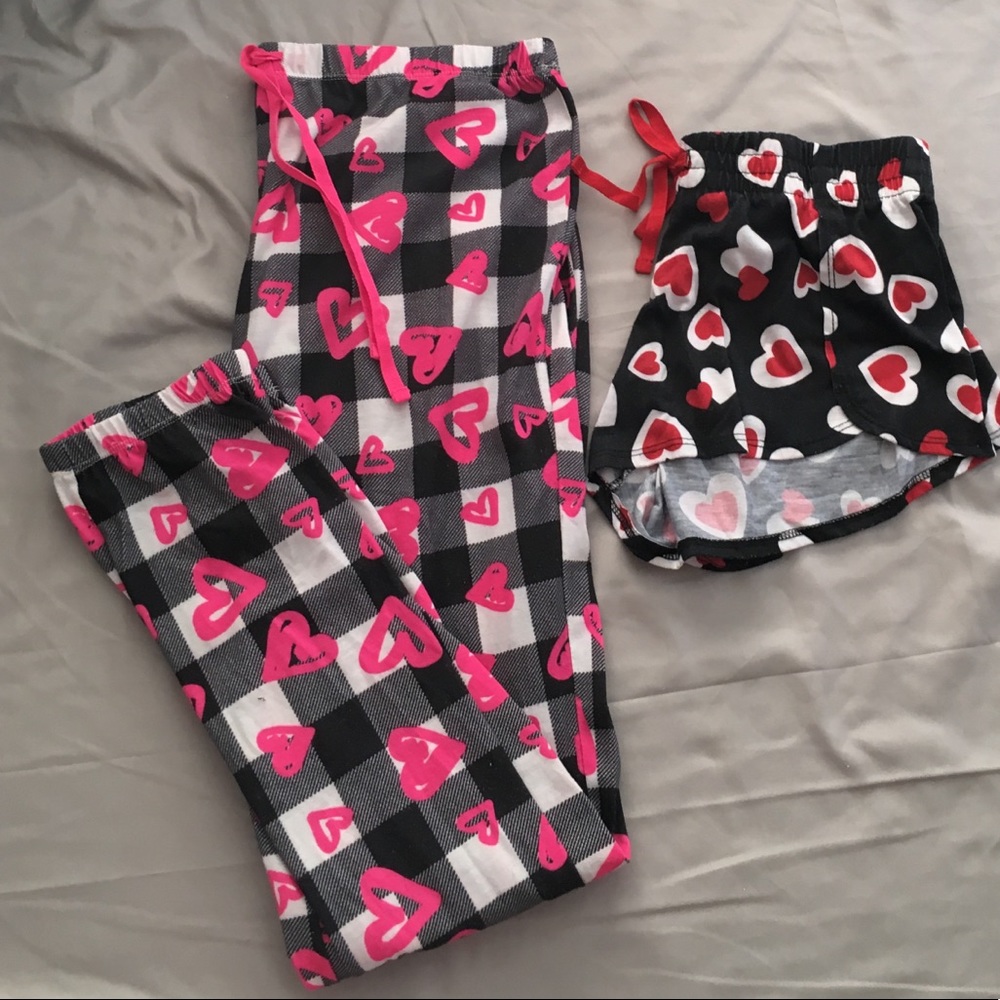 Justice checkered Hearts Pants/Shorts Combo